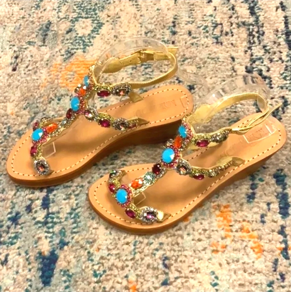 MYSTIQUE Jeweled Wedge Sandals Size 6 BRAND NEW